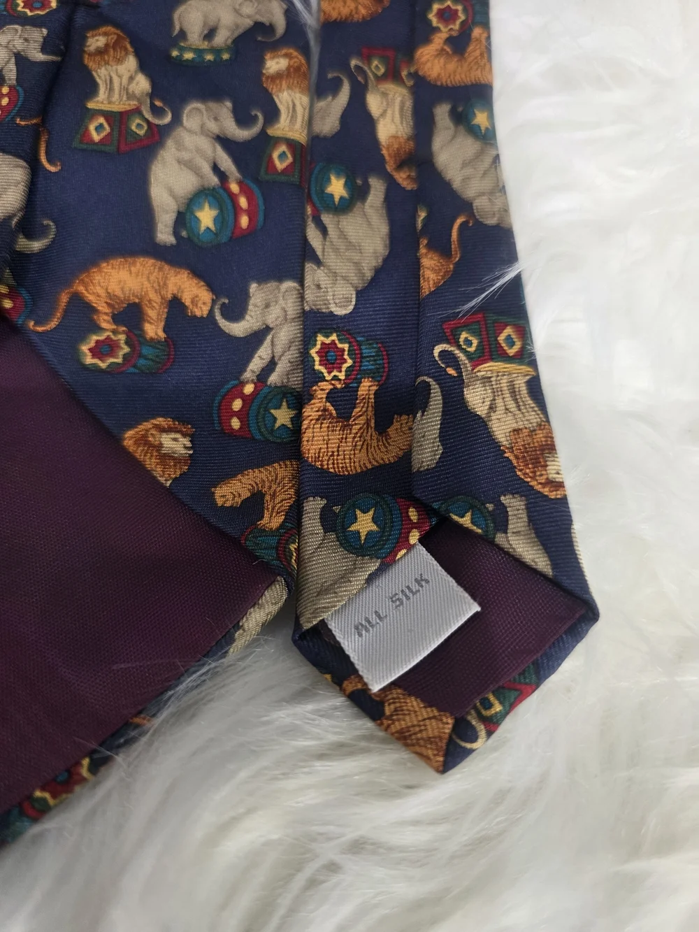 Pierre Cardin Navy Tie with Circus Animal Motif